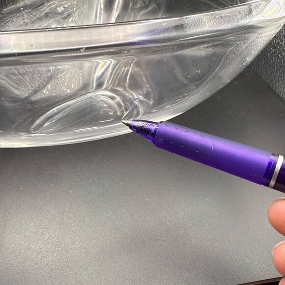 MCM substantial unsigned large clear glass triangular bowl heavy 3 pounds - Picture 4 of 8